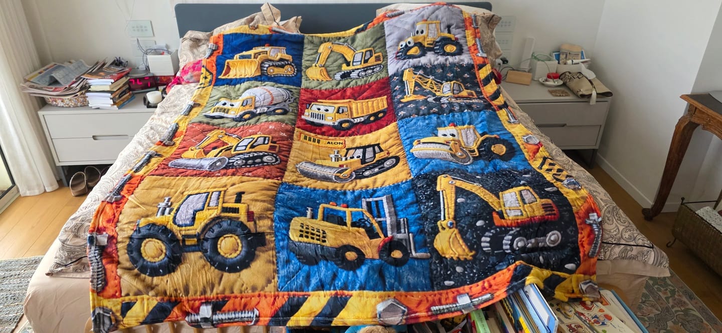 Customer photo review of Construction Machines - Personalized Kid Blanket