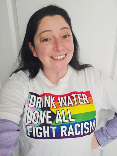 Customer photo review of Progress Pride Unisex Premium T-shirt