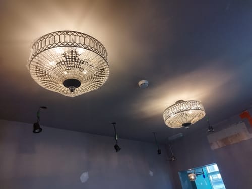 Customer photo review of Carved Crystal Drum Semi Flush Mount