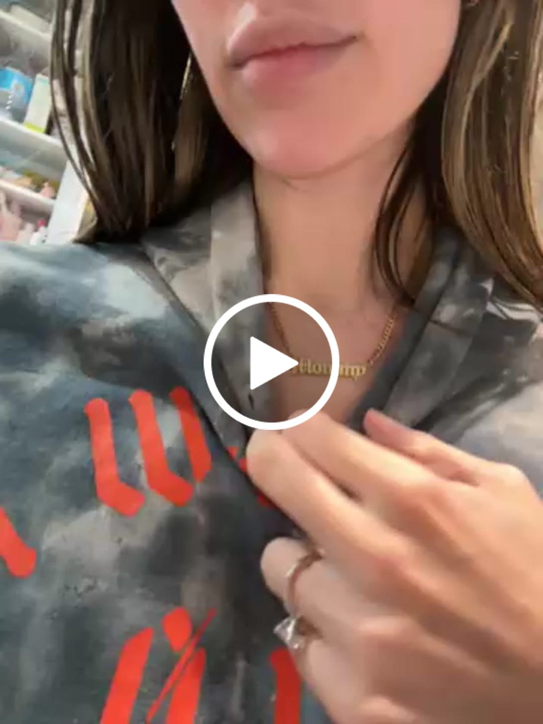 Customer video review of Old English Nameplate Necklace