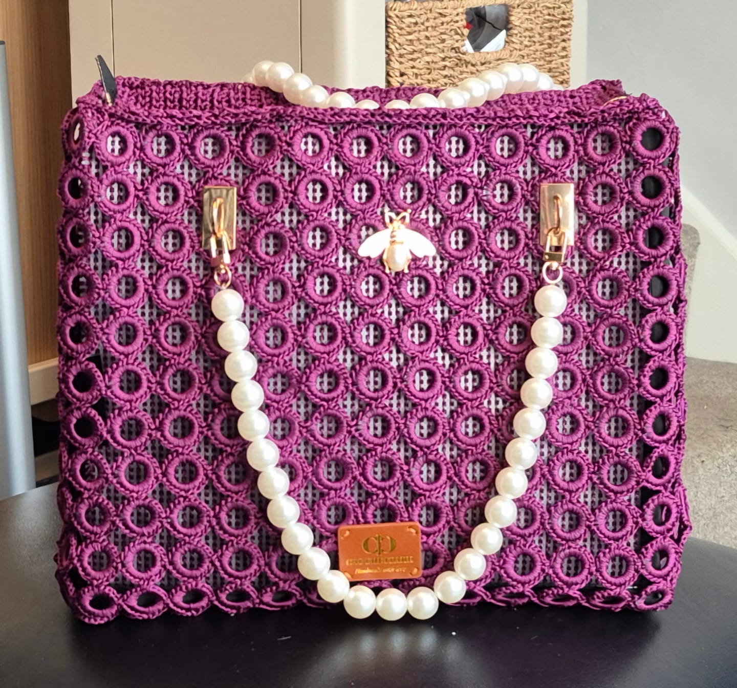 Customer photo review of CrochetPark™ Pearl Bee Crochet Bag Kit