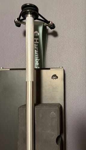 Customer's CyberBundle showing the stainless steel CyberBar and CyberPlate stored compactly against a wall.