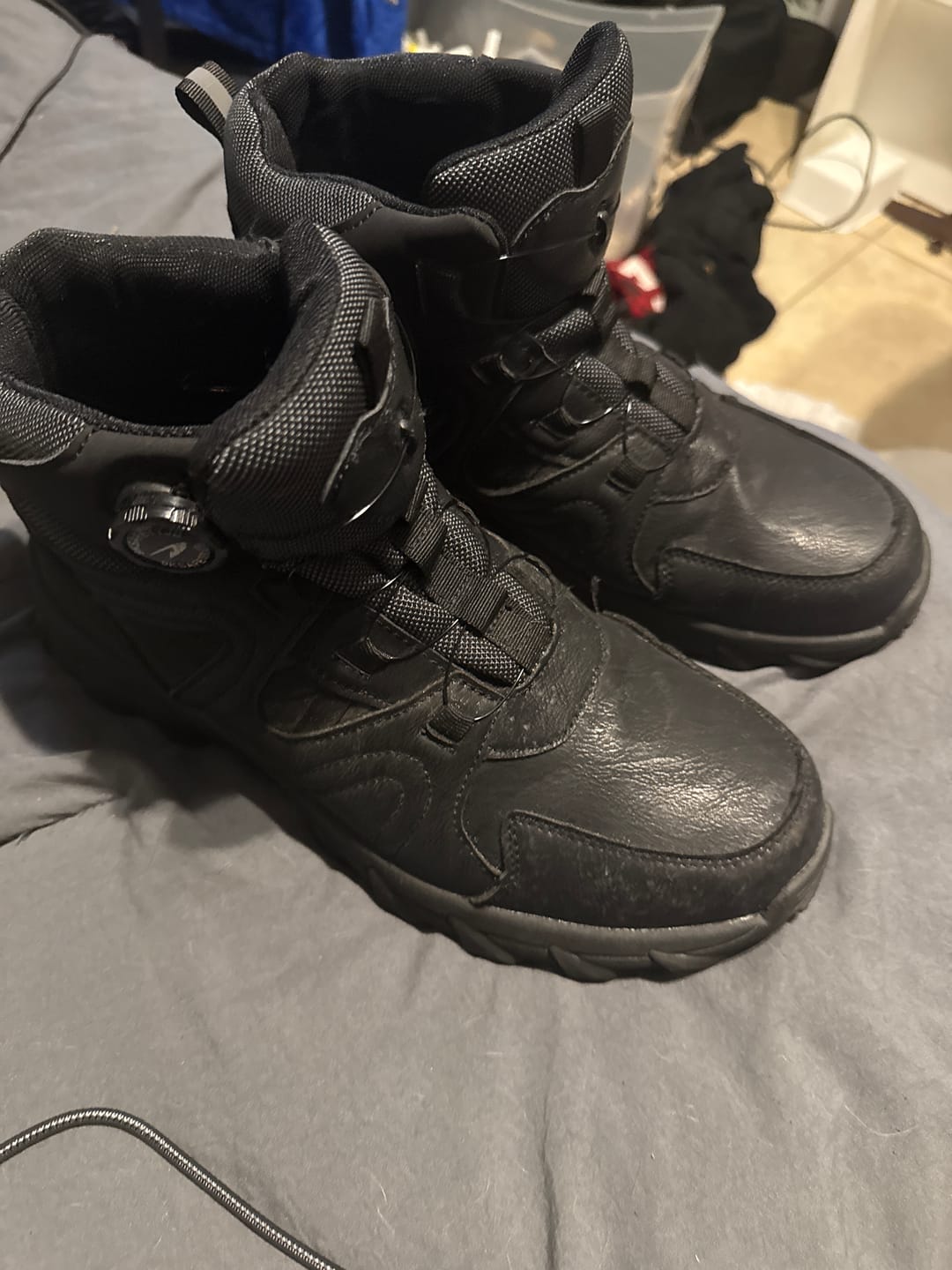 Customer photo review of Maven 6" Knob-Lacing Non-Slip Steel Toe Boots
