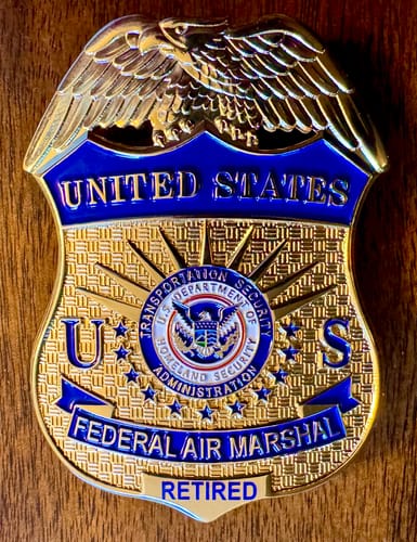 Customer photo review of US DHS TSA FAM Federal Air Marshal Badge Solid Copper Replica Movie Props