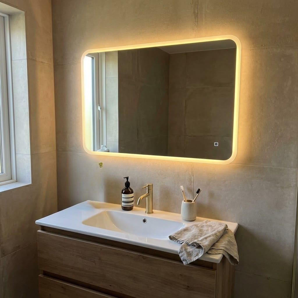 Avis de Cécile B. — Miroir Rectangulaire Salle De Bain Led Antibuée 80x60 Bern – Bellori