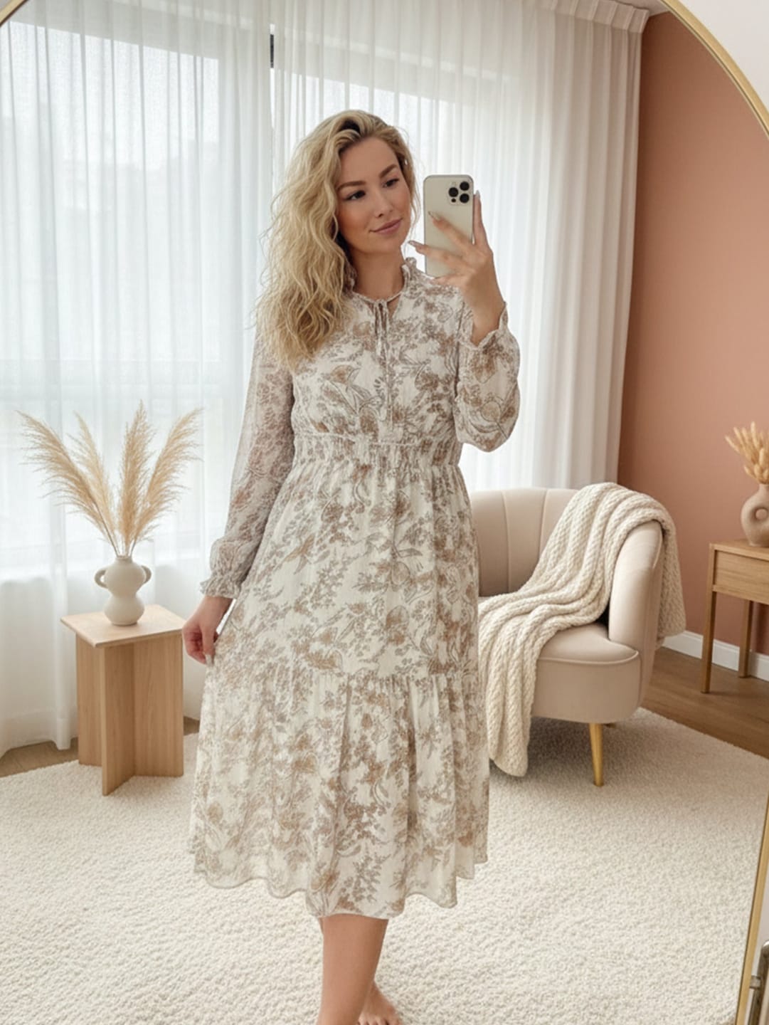 Customer photo review of Yeese Plus Size Women‘s Chiffon Ruffle A-line Dresses