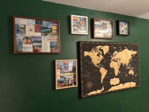 Customer photo review of Pinnable World Journey Map • Rustic Gold