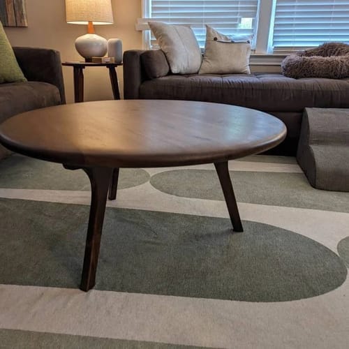 Customer photo review of Sidney Round Coffee Table - Solid Walnut Wood - Mid Century Modern Design