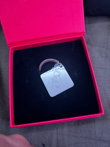 Customer photo review of Spicy Custom Engraved Photo Keychain