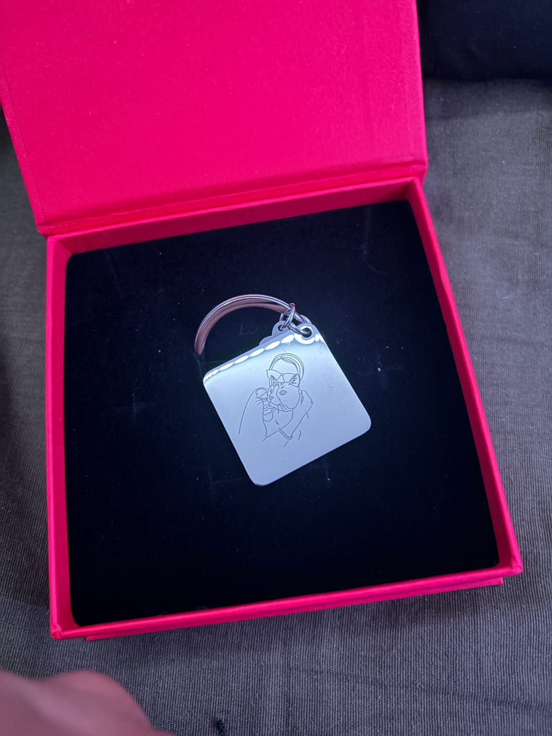 Customer photo review of Spicy Custom Engraved Photo Keychain