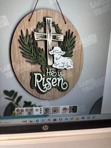 Customer photo review of Multilayer He is Risen wall panel laser cut svg file