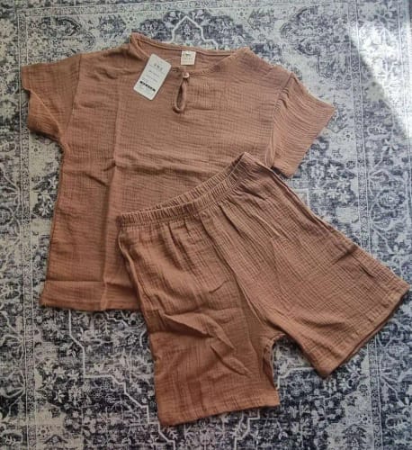 Customer photo review of Solid Color Muslin Shorts Set