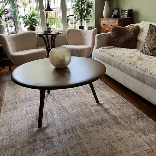 Customer photo review of Sidney Round Coffee Table - Solid Walnut Wood - Mid Century Modern Design