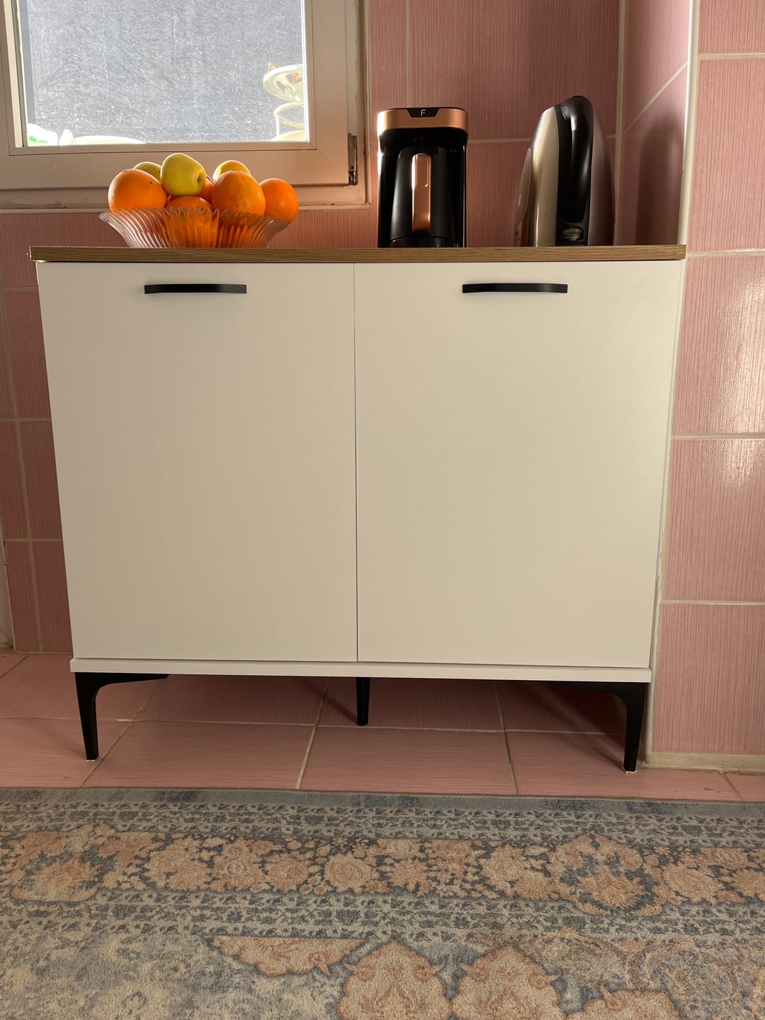 Customer photo review of Rani JE190 Kahve Köşesi Çok Amaçlı Dolap 2 Kapaklı Kiler Mutfak Dolabı Beyaz - Sepet Ceviz