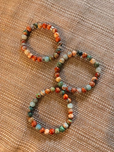 Customer photo review of 15" 8mm orange Green fire agate round semi precious stone beads