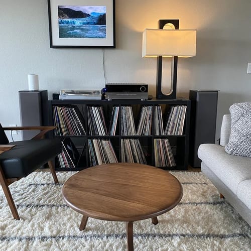 Customer photo review of Sidney Round Coffee Table - Solid Walnut Wood - Mid Century Modern Design