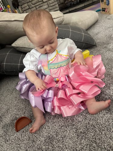 Customer photo review of Pastel Circus Theme Birthday Tutu Outfit, Carnival Tutu Outfit, Carnival Shirt, Circus Birthday Outfit