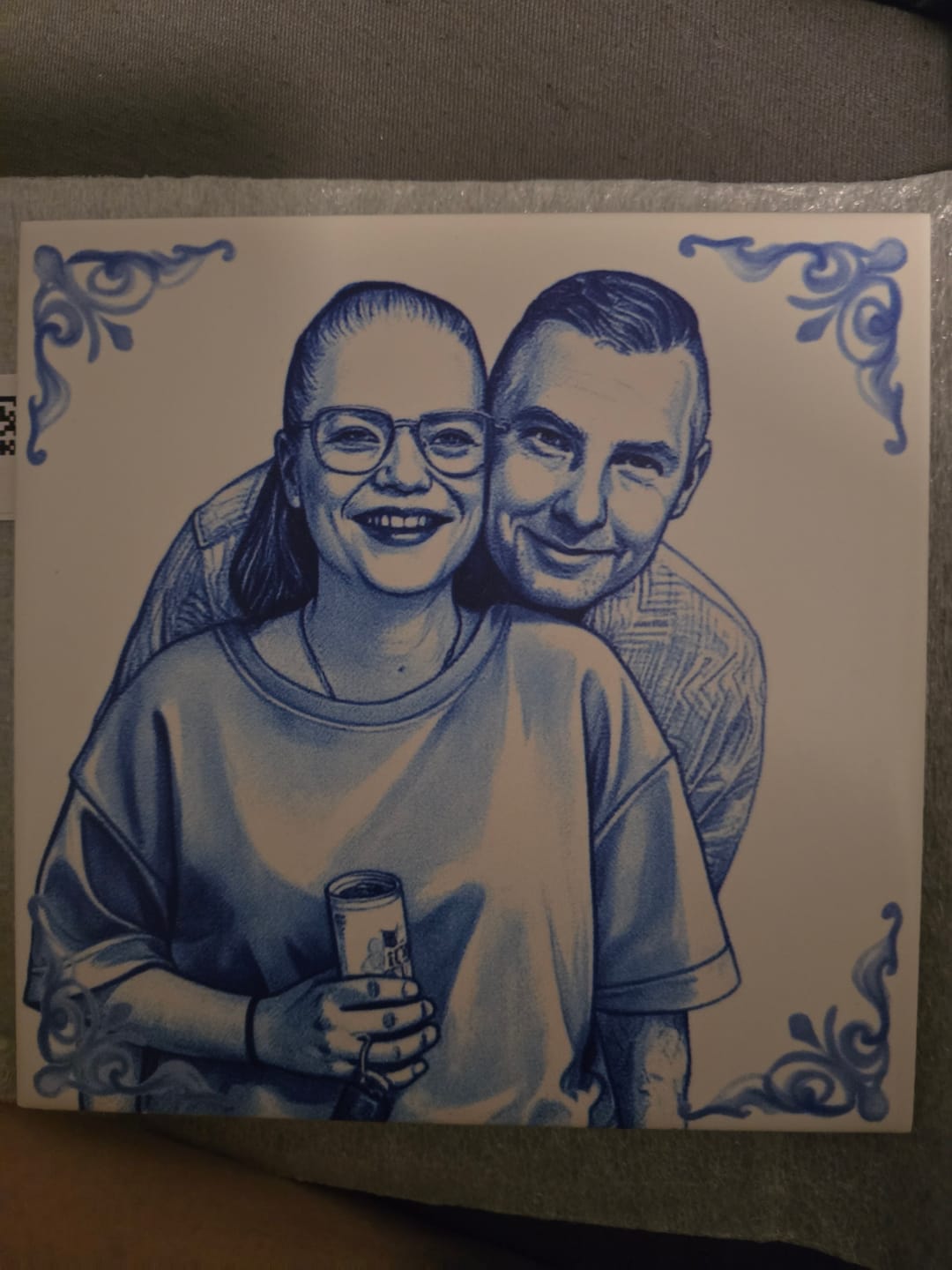 Customer photo review of Delfts Blauw tegeltje bedrukken met jouw eigen huisdier