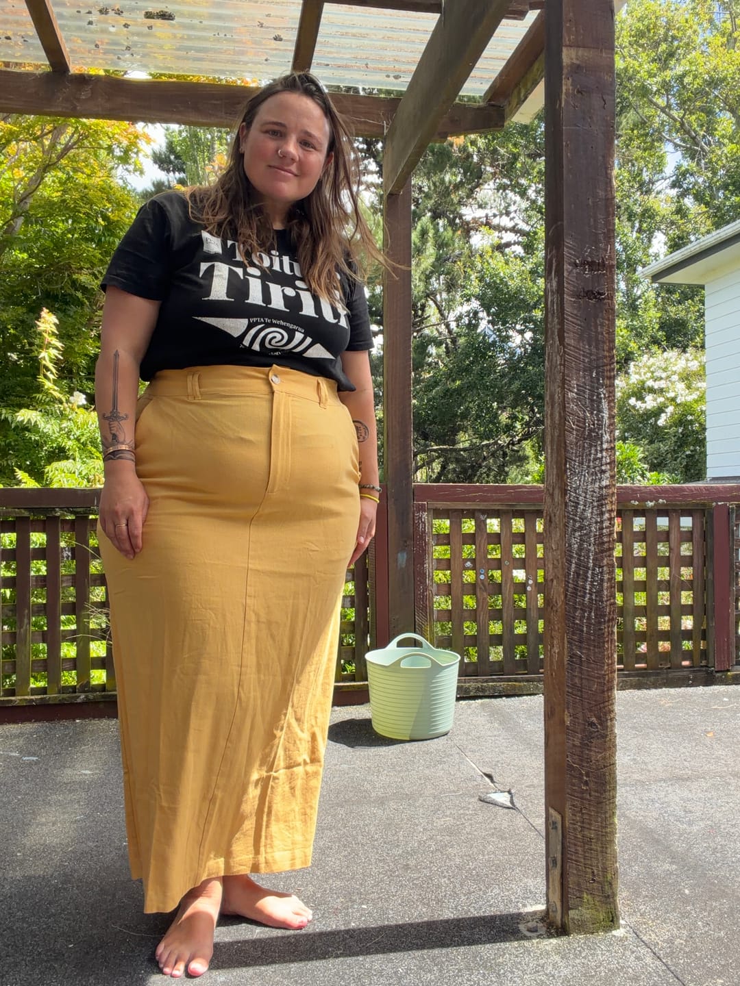 Customer photo review of Becky Women's Linen Skirt - Biscuit