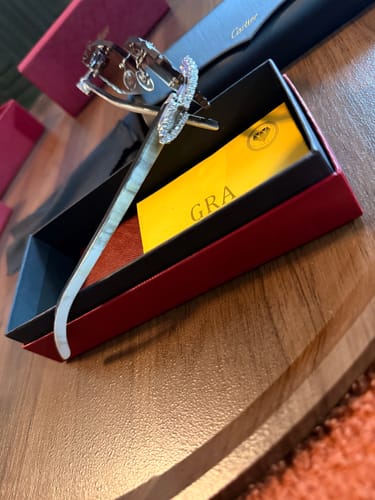 Customer photo review of Iced out moissanite White Diamond cut Buffalo horn glasses