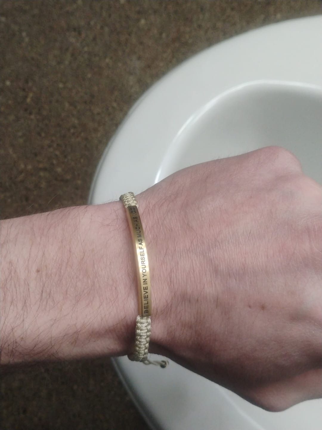 Customer photo review of BELIEVE IN YOURSELF AS MUCH AS I DO ROPE BRACELET