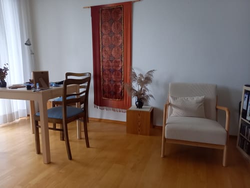 Customer photo review of OHAMA - Fauteuil de salon en bois massif et velours côtelé beige