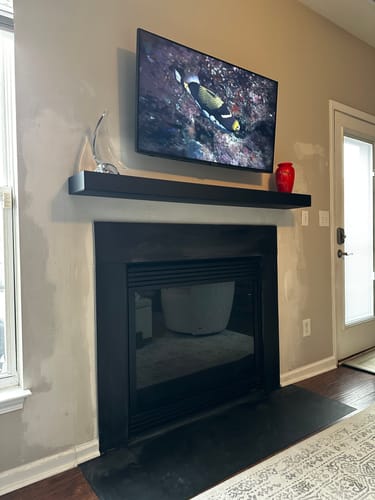 Customer photo review of Custom Metal Floating Mantel Shelf | 25+ Finishes