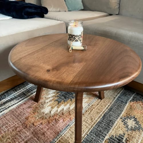 Customer photo review of Sidney Round Coffee Table - Solid Walnut Wood - Mid Century Modern Design