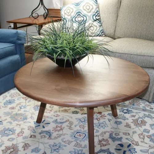 Customer photo review of Sidney Round Coffee Table - Solid Walnut Wood - Mid Century Modern Design
