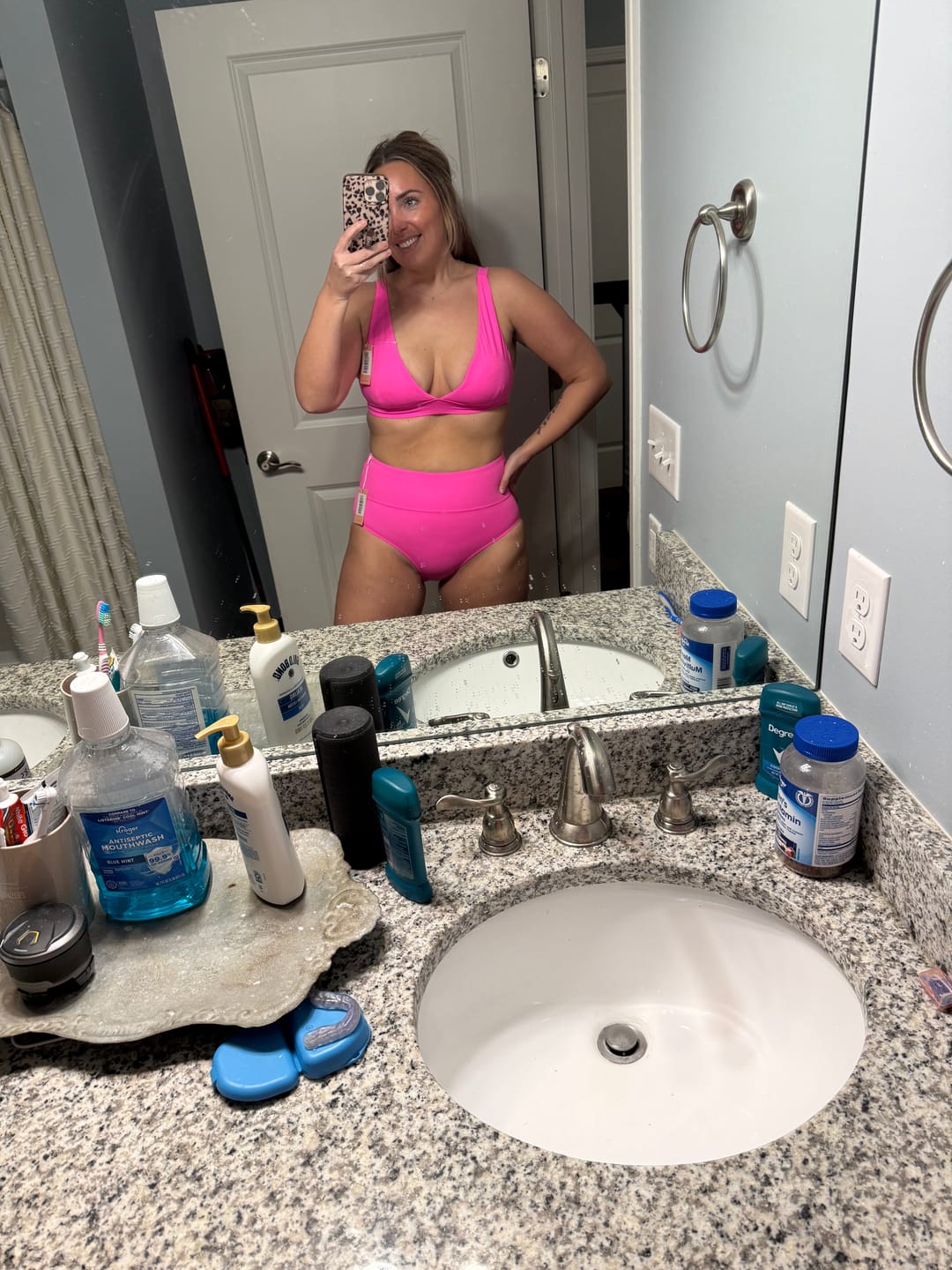 Customer photo review of High Rise Swimsuit Bottoms - Hot Pink