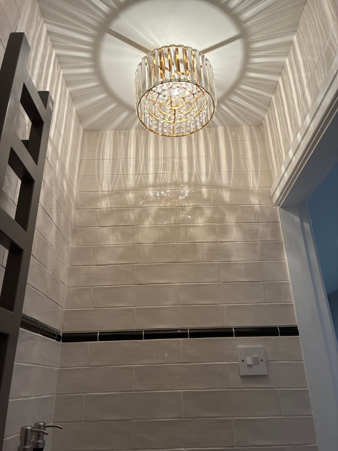 Customer photo review of Crystal Drum Brass Flush Mount Chandelier