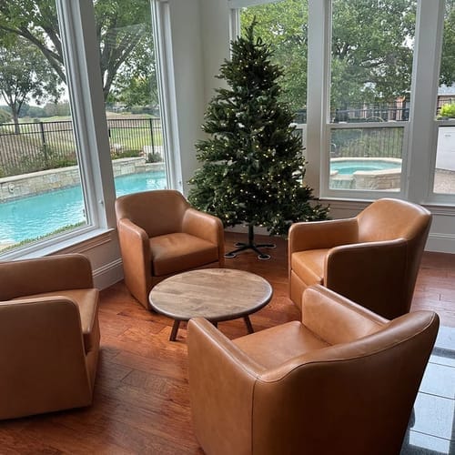 Customer photo review of Sidney Round Coffee Table - Solid Walnut Wood - Mid Century Modern Design