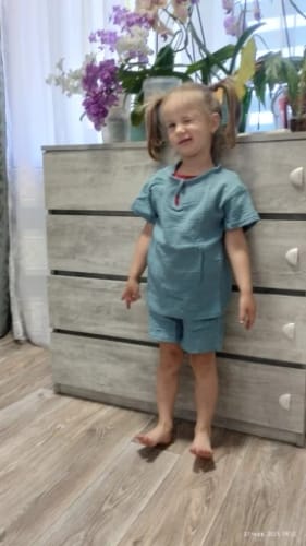 Customer photo review of Solid Color Muslin Shorts Set