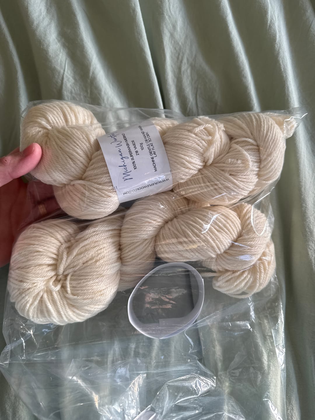 Customer photo review of Undyed Michigan Worsted
