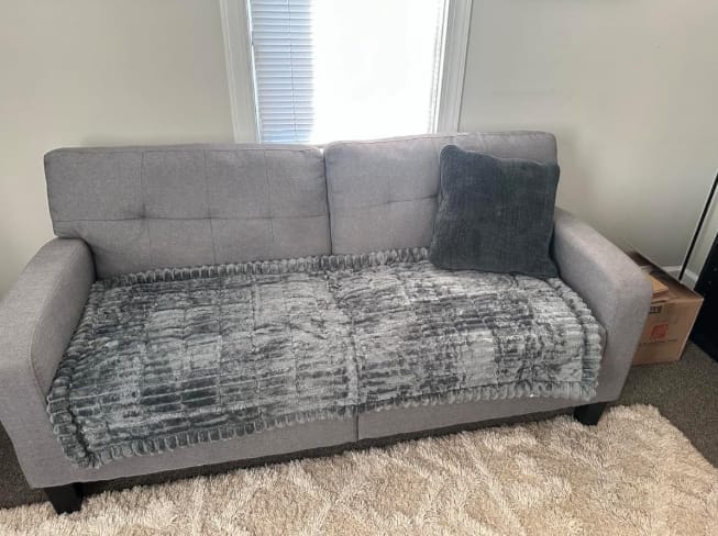 Customer photo review of LuxeLounge™ Couch Cover - Premium Protection Dogs Love