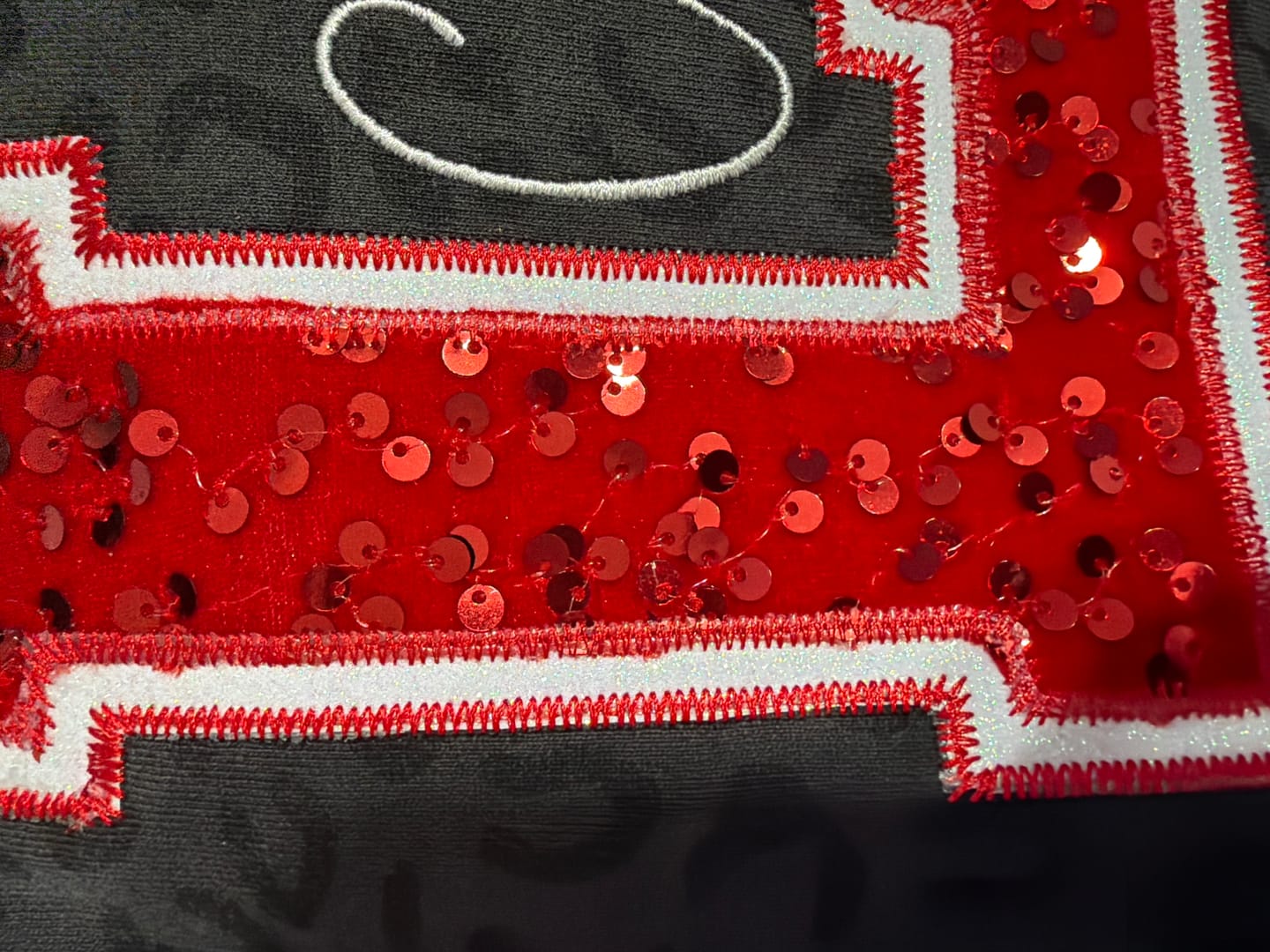 Customer photo review of Red Sequins Velvet