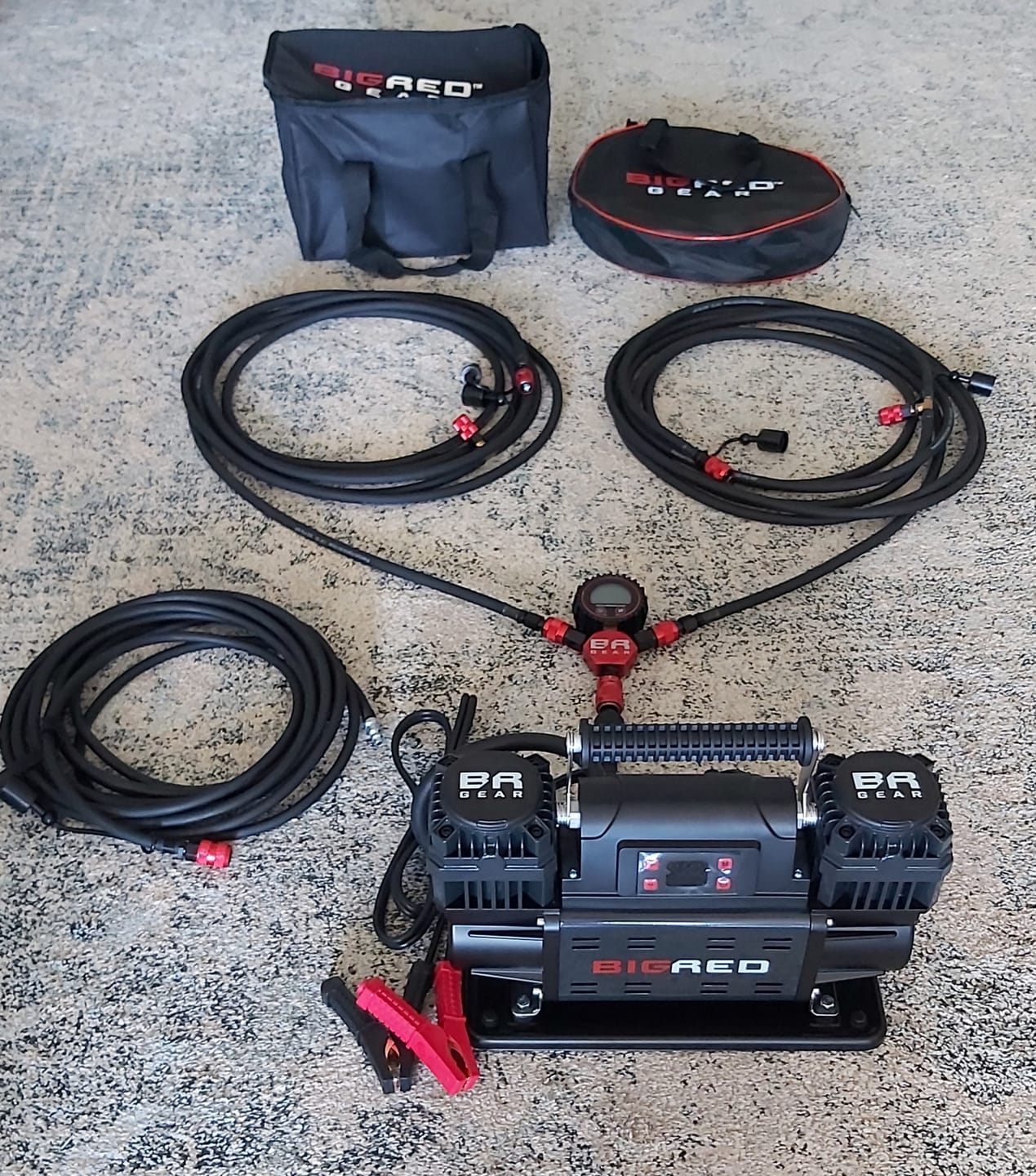Customer photo review of Big Red Gear 12v Portable Air Compressor QUAD-FLATE Kit