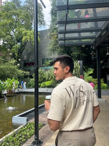 Customer photo review of We Save Lives T-Shirt Men / Natural