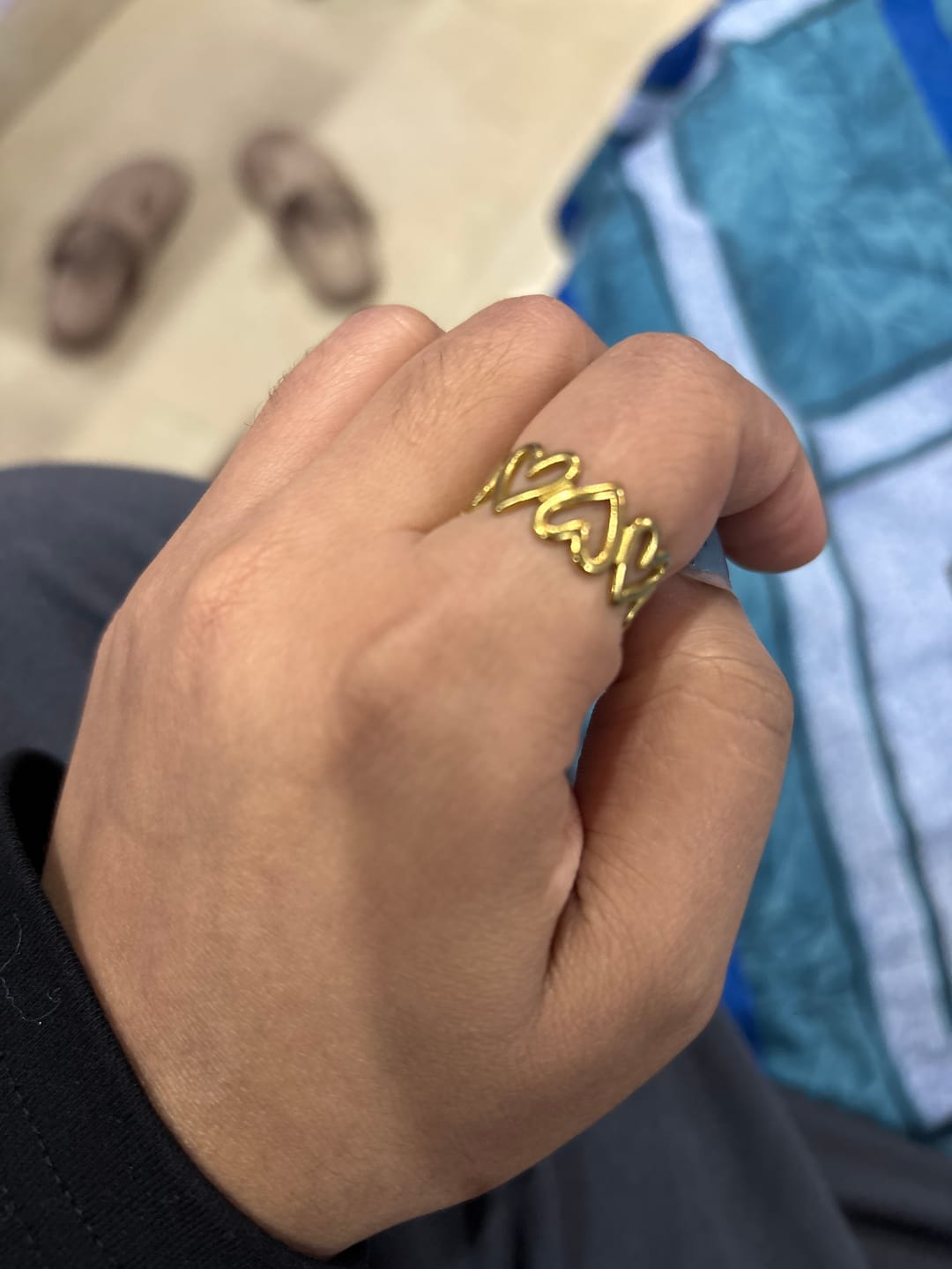 Customer photo review of Linked Love Hollow Heart Ring