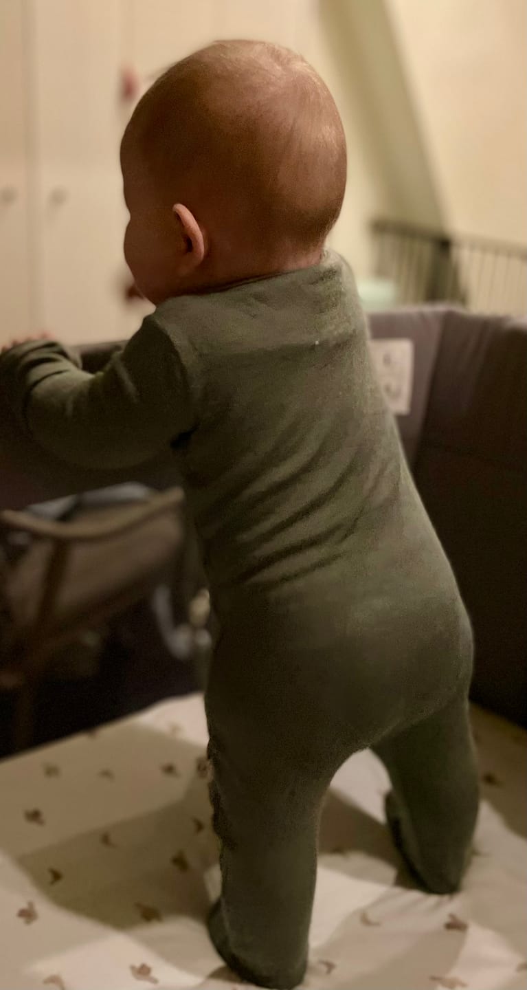Customer photo review of Footie Pajamas, Merino Wool, Sage