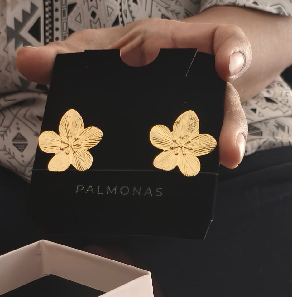 Customer photo review of Golden Blossom Earrings