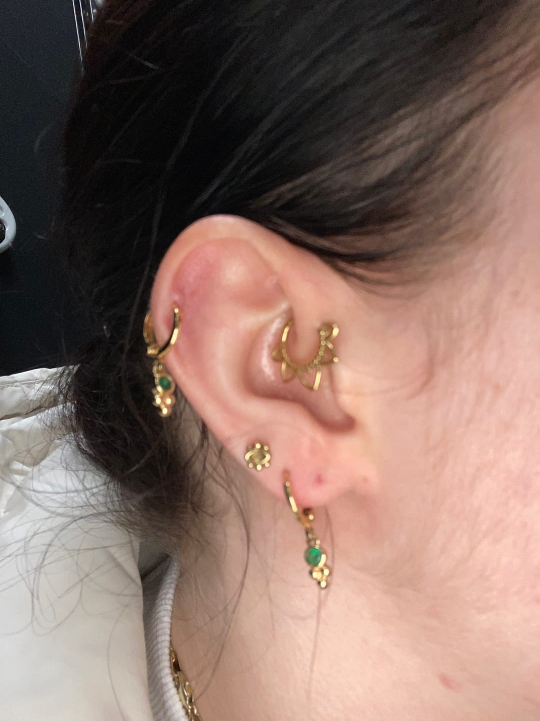Customer photo review of Francesca Stud Earrings Gold & Green