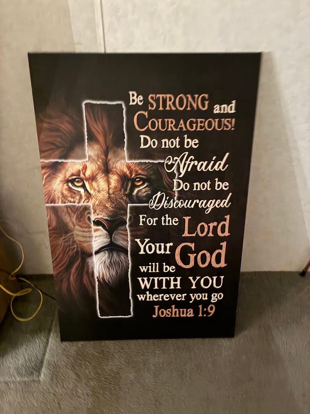 Customer photo review of Lion Of Judah, Joshua 1:9 Be Strong And Courage Wall Art Canvas Print