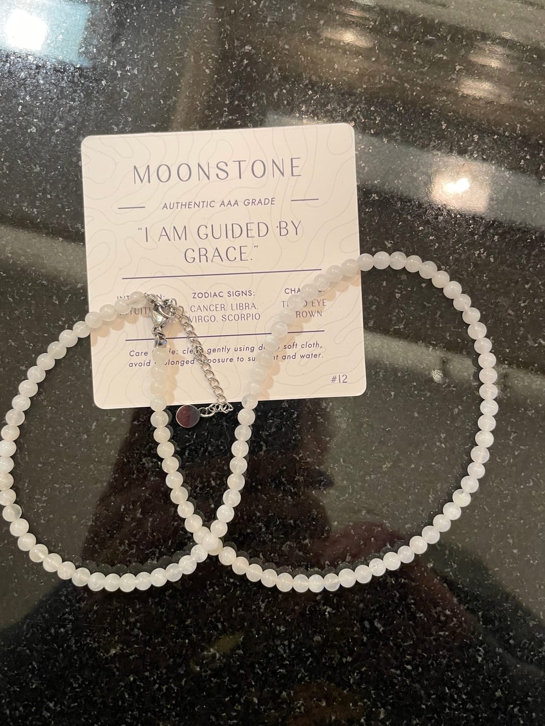 Customer photo review of Moonstone Beaded Necklace Mini