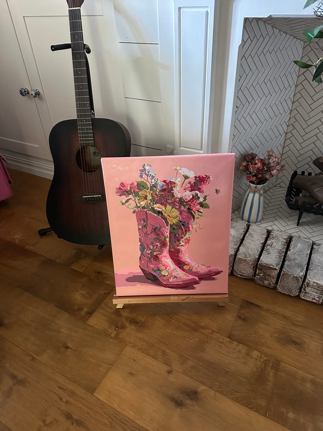 Customer photo review of Cowboy Floral boots | Paint by Number