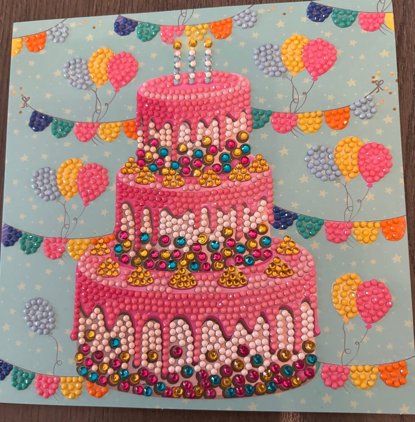 Customer photo review of "Happy Birthday" Crystal Art Card 18x18cm
