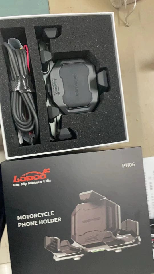 Customer photo review of LOBOO PH06 Anti-Vibration Phone Mount - Magnetic Damping + 15W Wireless Charging - Aluminum Motorcycle Holder (Fits 4.7"-7.2" Phones)