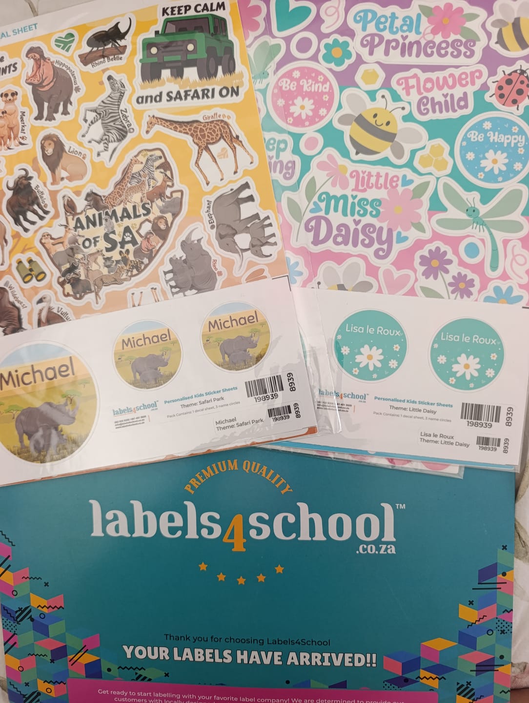 Customer photo review of Personalised Kids Sticker Sheets