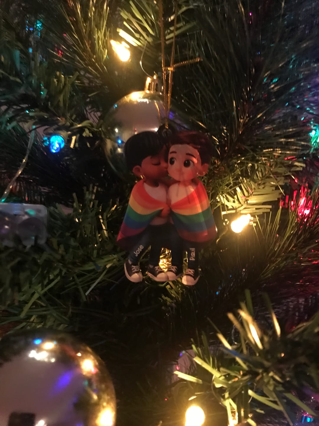 Customer photo review of Pride Month LGBT Couple Love Is Love Personalized Acrylic Christmas Ornament