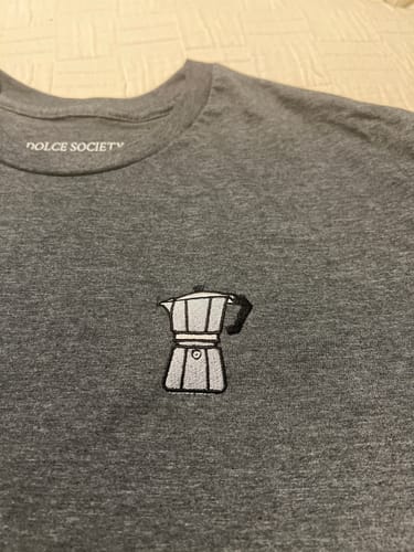 Customer photo review of Moka pot T-Shirt (Embroidered)